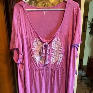 Indigo Womens 3X Short Sleeve Pink Knit Top NWT